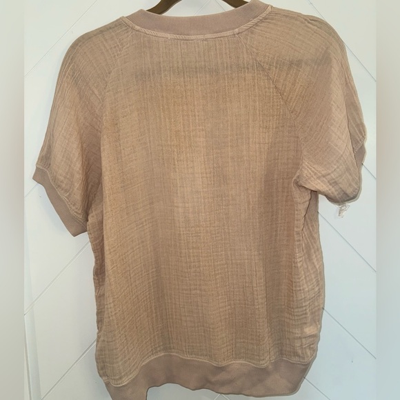 Stateside Raglan Ringer Gauze Cotton Blush Short Sleeve top shirt medium $110 - Picture 9 of 9